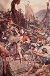 Death of the Persian admiral at Salamis, illustration from 